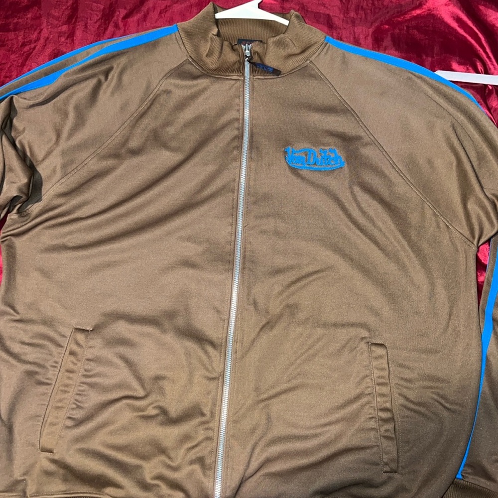 Brown Jacket with Blue Accents